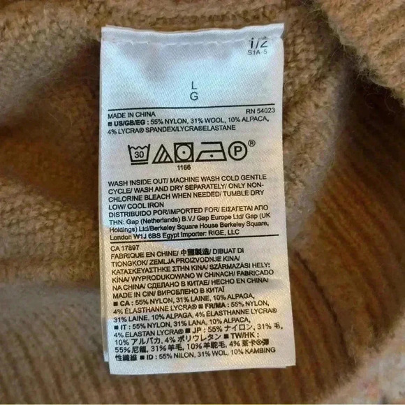 Banana Republic Women’s Tan Mock Neck Wool Alpaca Blend Sweater Vest Size Large - Picture 6 of 9